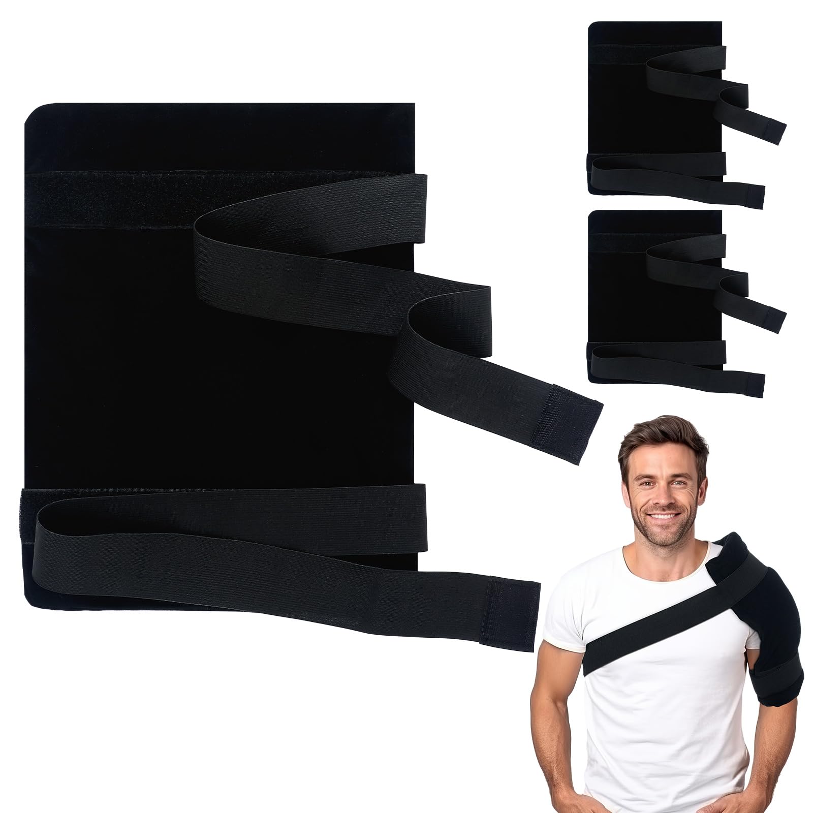 Photo 1 of TrelaCo 3 Pcs Ice Pack Wrap Holder with Adjustable Straps for Hot & Cold Therapy Reusable Cold Bag Wrap Holder for Men Women (Ice Pack Not Included)