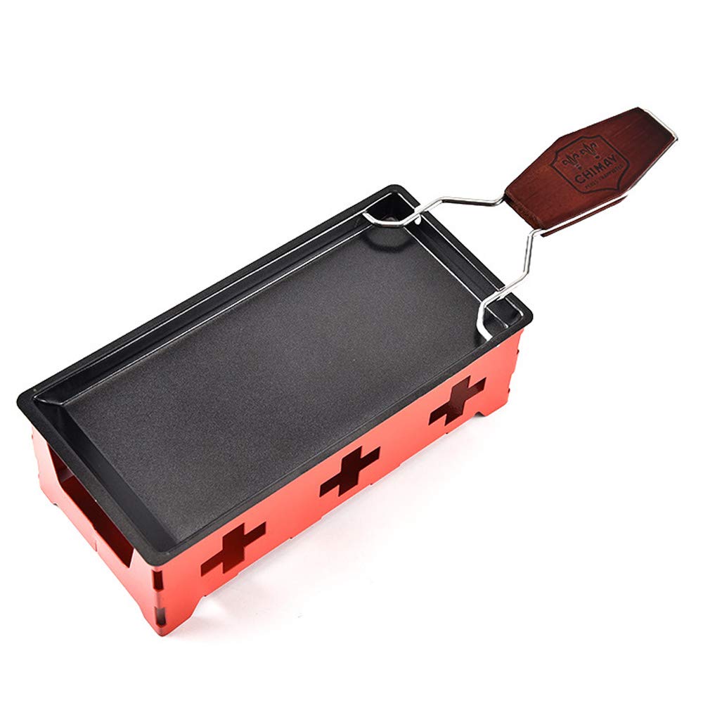 TAMUME Cheese Melter Portable Candlelight Raclette Metal Non-Stick Cheese Melting Pan (Red)