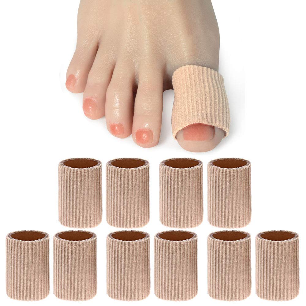 DYKOOK Big Gel Lined Toe Tubes Sleeves 10 Pcs, Made of Elastic Fabric Lined with Silicone Gel. Toe Sleeve Protectors Relief Toe Pressure, Corn and Calluses