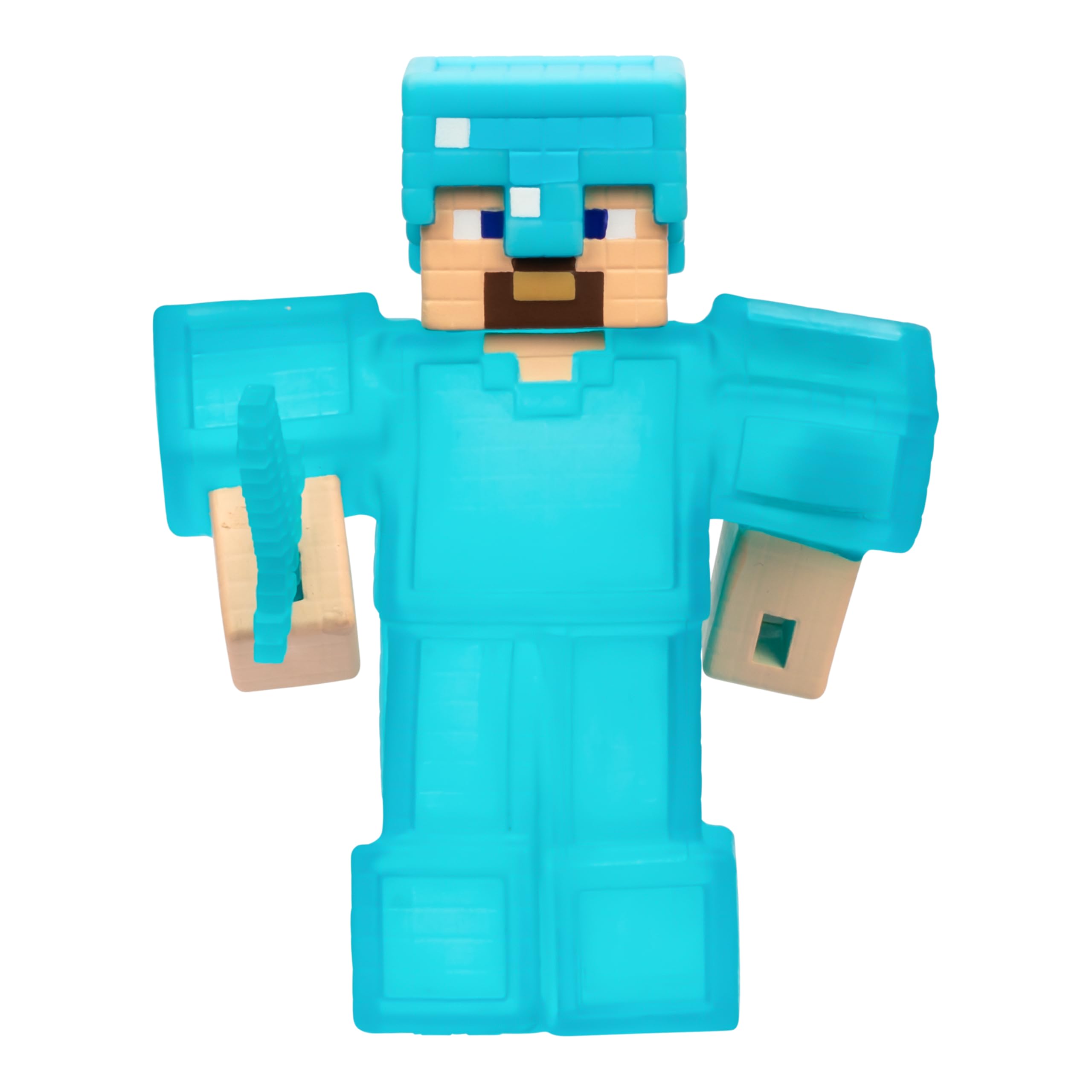 Heroes of Goo Jit Zu Minecraft Stretchy Characters, Steve with Diamond Armor & Sword, Super Squishy Goo Filling with Hidden Diamond Piece Inside, Stretch Him Up to 3 Times His Size - Sensory Toys