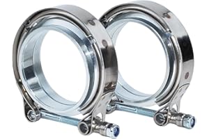 TUHOOMALL 3 Inch Stainless Steel Exhaust V Band Clamp Male Female Flange Assembly, 3 Inch V Band Clamp with Flanges for Turbo Downpipes Exhaust Systems (3 inch)
