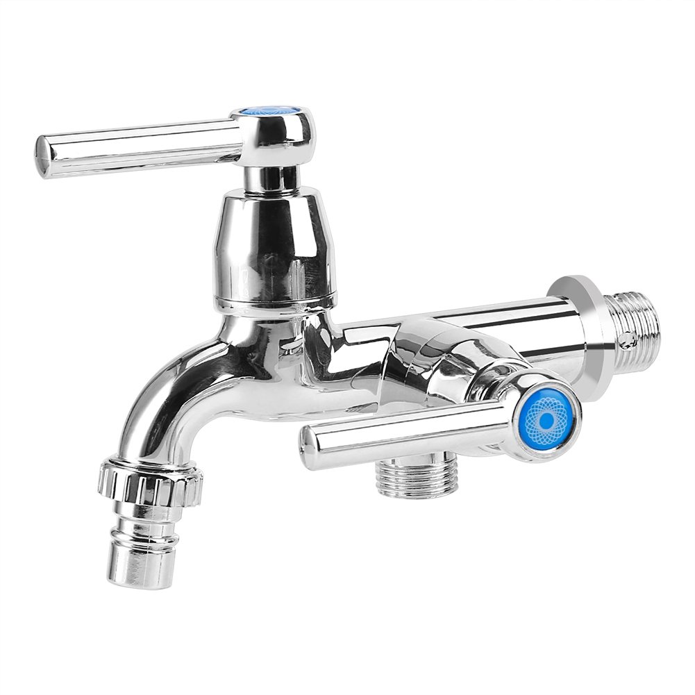 Double Spout Washing Machine Hose Water Faucet Single Cold Kitchen Sink Tap G1/2(Straight Handle)
