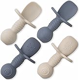 Ginbear Platinum Silicone Baby Spoons Self Feeding 6 Months First Stage, Non Toxic Infants Led Weaning Utensils for Training,