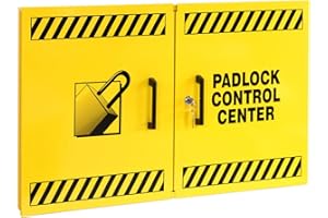 Windy City Cabinet Lockout Tagout Kit, Padlock Control Center for Safe Padlock Storage, Double Wide Yellow