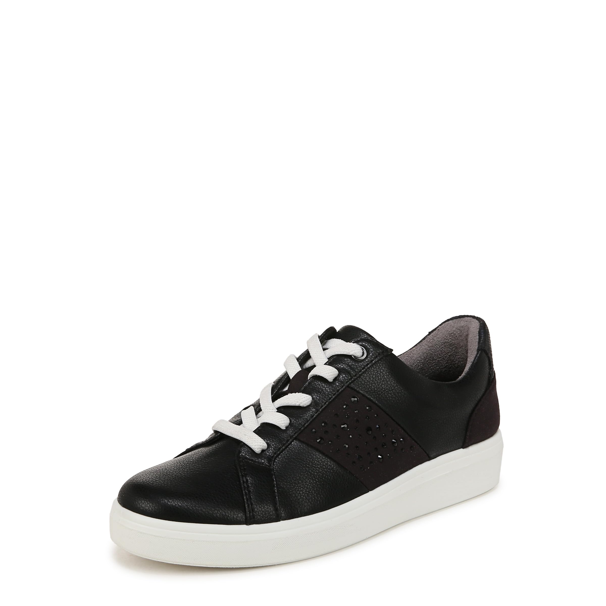 LifeStride Women’s Happy Friday Lace up Sneaker Sneaker Black Faux Leather 8.5 M