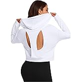 Remidoo Women's Backless Cropped Hoodie Open Back Crop Top Sweatshirt Long Sleeve Workout Activewear Pullover