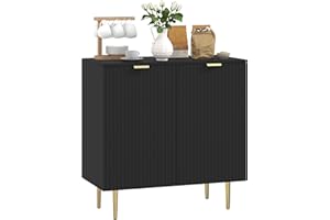 HOMCOM Sideboard Buffet Cabinet, Modern Kitchen Storage Cabinet with 2 Doors and Adjustable Shelves, Pantry Cabinet with Meta