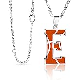 LYNNON Basketball Initial Necklace for Men A-Z Letter Stainless Steel Charm Pandant 20+2 Inches Chain, Basketball Gifts for Youth Coach Players