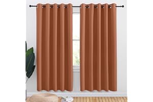 NICETOWN Burnt Orange Blackout Draperies Curtains for Kids Room, Window Treatment Thermal Insulated Solid Grommet Blackout Drape Panels for Bedroom (Set of 2, 70 by 72 inches)