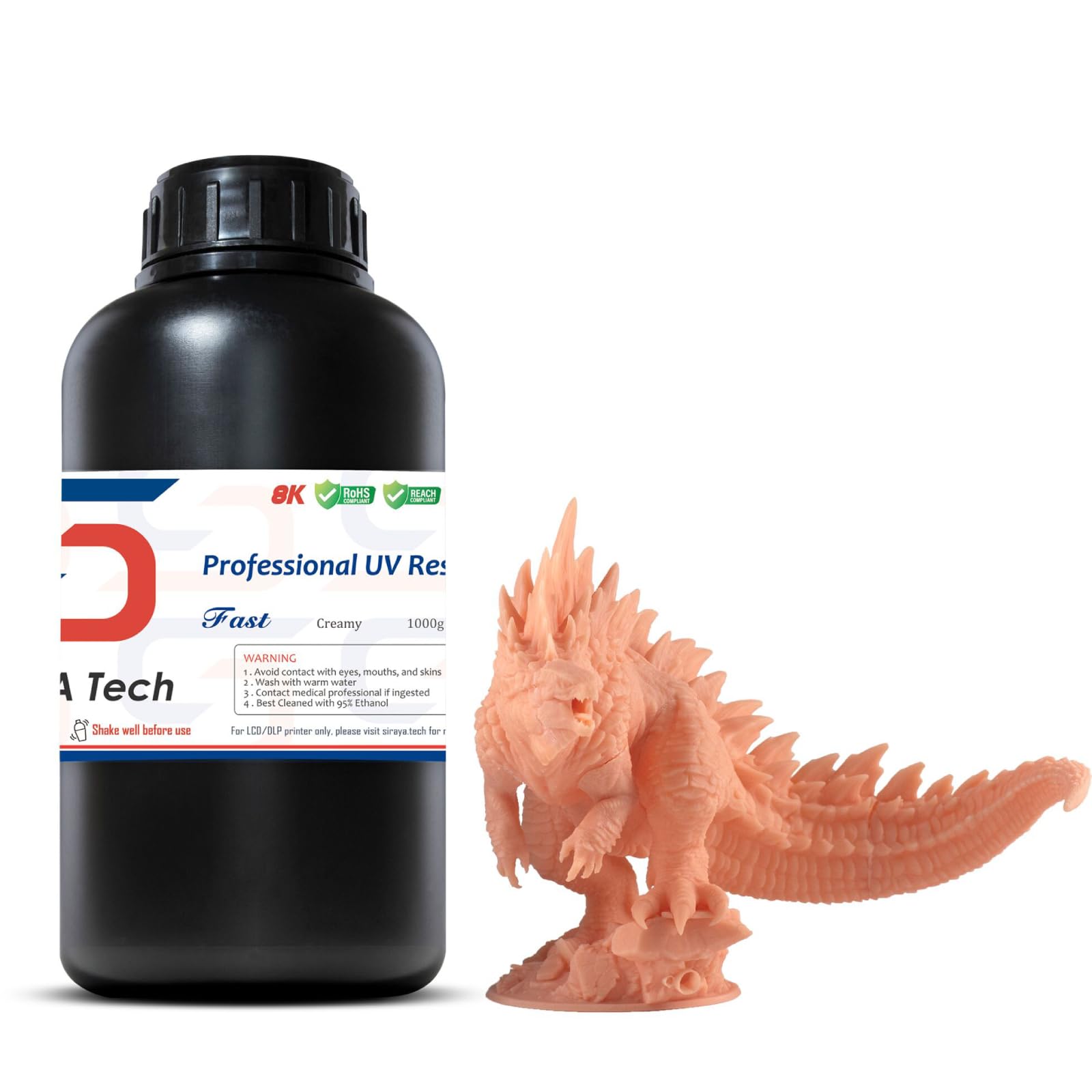 Siraya Tech Fast ABS-Like 3D Printer Resin 405nm UV-Curing Non-Brittle High Precision 3D Printing Liquid Standard Photopolymer Resin for LCD DLP 3D Printing (Creamy, 1kg)