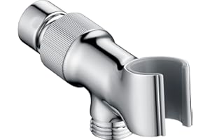 UVISH Shower Head Holder All Metal Adjustable Handheld Shower Arm Mount, 1/2" Shower Hose Holder Fits Most Hand Showerheads, Brass Hand Held Shower Head Holder, Easy to Install(Chrome)