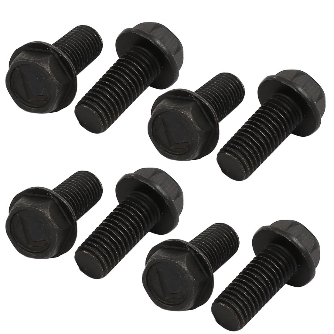 Sourcingmap 8pcs M7x16mm 8.8 Grade Hex Head Flange Left Hand Thread Bolt for Cutting Machine