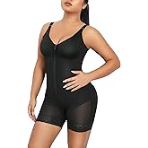 QOU Shapewear for Women Bodysuit Tummy Control Fajas Colombianas Butt Lifter Body Shaper with Zipper Crotch