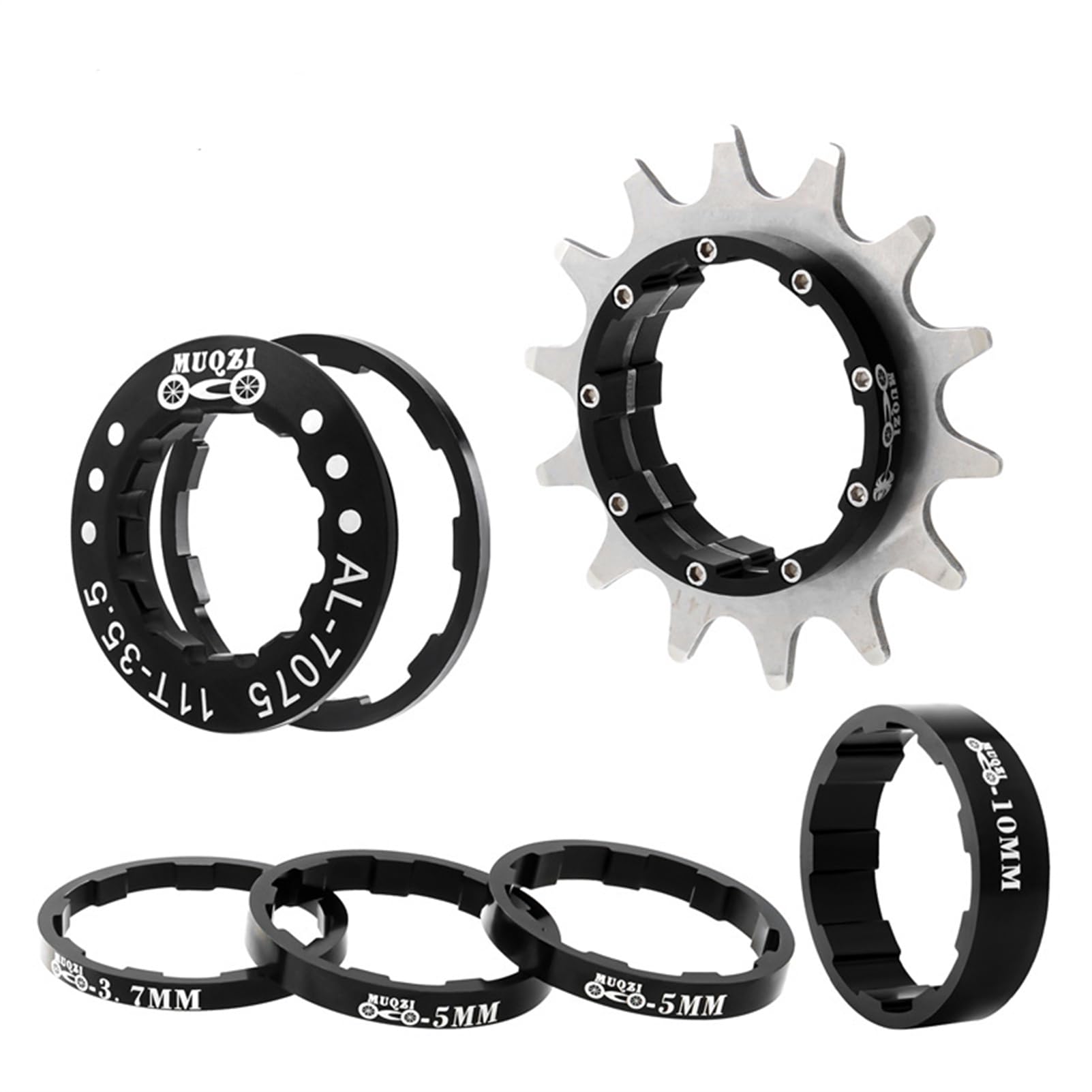 Yundxi Bike Single Speed Conversion Kit 12T13T/14T/15T/16T/17T/18T/19T/20T/21T/22T Bicycle Single Speed Cassette & Spacers Accessories (Black,20T)
