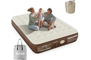 VOSSER Air Mattress Queen with Built in Pump, Inflatable Mattress with Waterproof Flocked Top,Fast & Easy Blow Up Mattress with Carry Bag, Thicker Airbed for Home, Camping & Guests