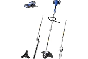 Wild Badger Power 40V Cordless Weed Wacker, String Trimmer/Edger, Pole Saw, Hedge Trimmer and Brush Cutter Blade, Attachment Capable 4-in-1 Multi-Tool Kit with 2 * 20V 4Ah Battery and 1*Charger
