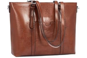 BROMEN Women Briefcase 15.6 inch Laptop Tote Bag Vintage Leather Handbags Shoulder Work Purses