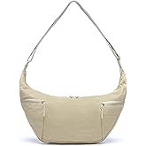 VONAL Nylon Crescent Crossbody Bag, Sloughy Shoulder Hobo Bag for Women, Lightweight Moon Bag Dumpling Sling Bag Purse