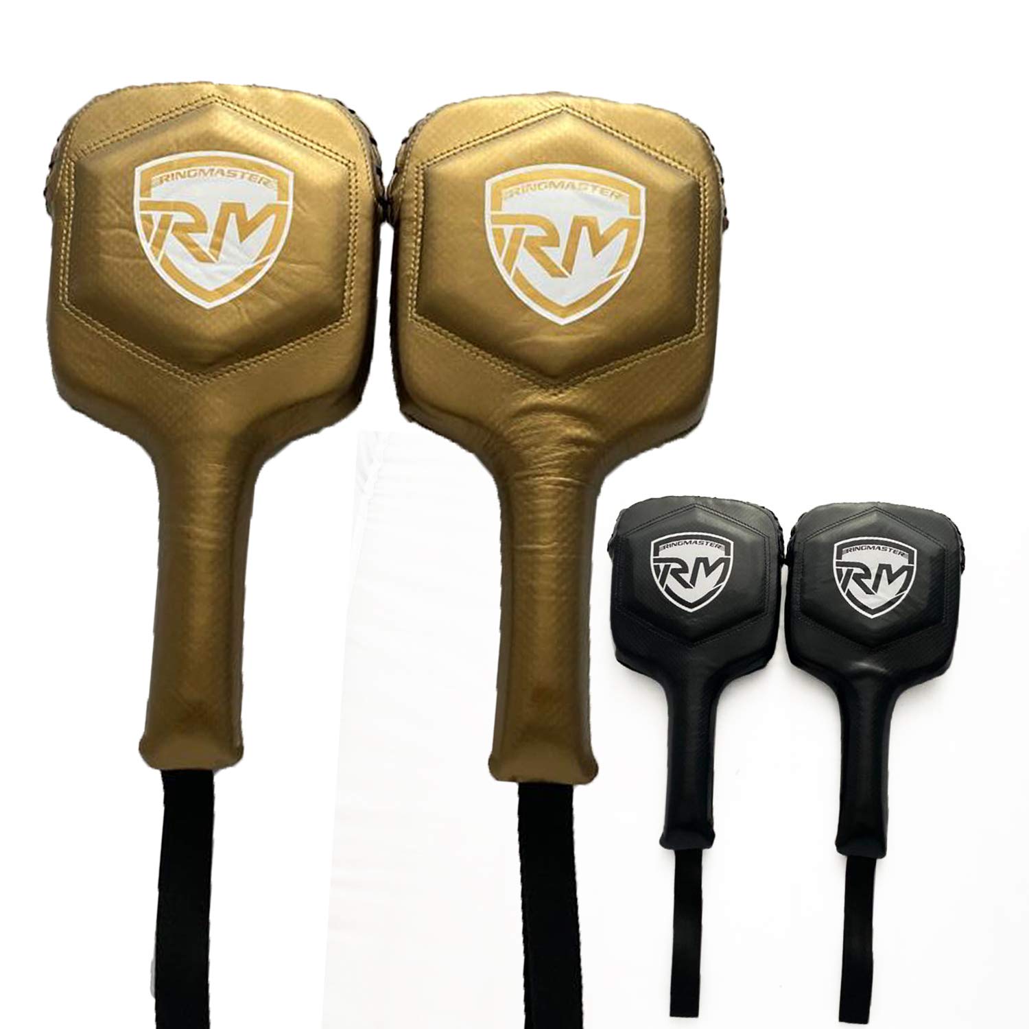 RingMaster Boxing Paddles Training Focus Pads Mitts Hook Jab MMA (Gold)