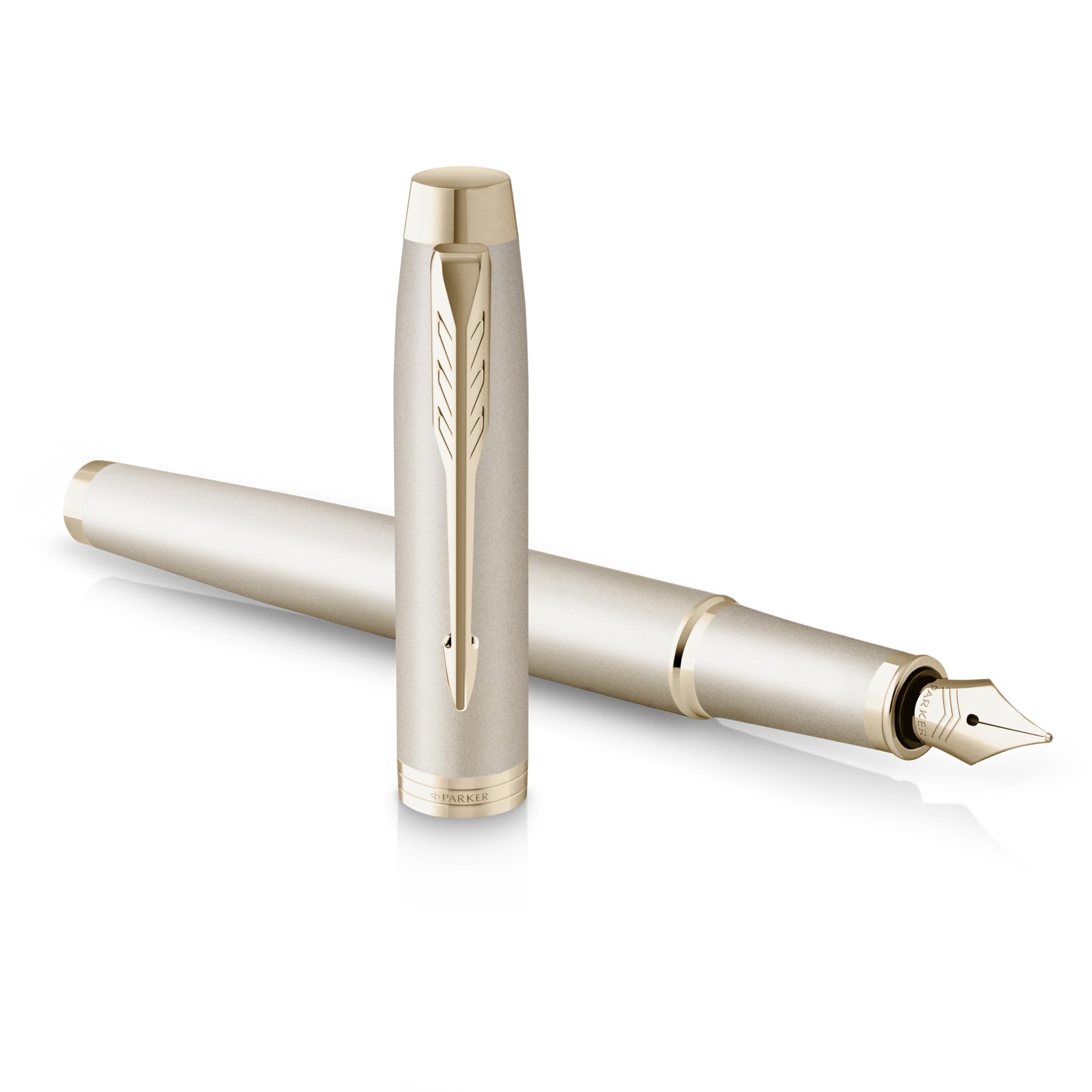 Parker IM Monochrome Fountain Pen | Champagne Finish and Trims | Fine Point | Blue Ink | Gift Box