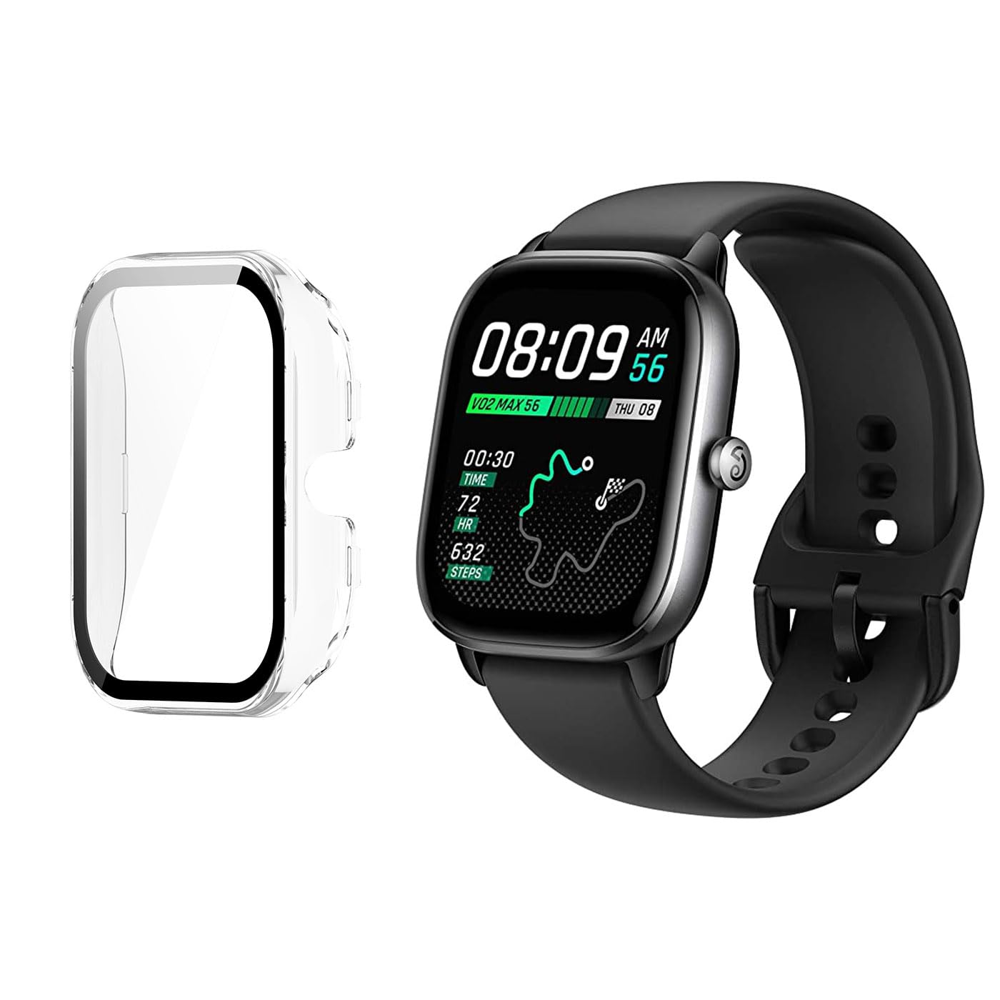 HOMTERN Case Compatible with Amazfit GTS4 Mini,Crystal Clear Hard PC Case with Tempered Glass Screen Protect Film Full Cover Shell Shockproof Scratch-Proof Screen Protector Cases