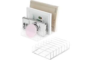 2Pcs Acrylic Mail Holder, FHDUSRYO Clear Mail Organizer, 7 Compartments Letter Sorter, Transparent Letter Organizer Small Fil