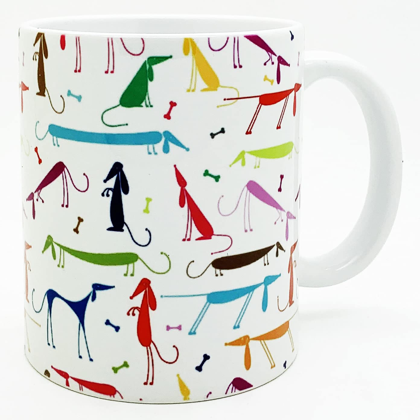 Half a Donkey Colourful Dogs with Bones Mug