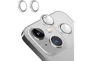 AMOVO Compatible with iPhone 14 Camera Lens Protector, 2 Pack Camera Lens Cover Tempered Glass HD Clarity, Scratch Resistant, Easy to Install, Bubble Free Rear Camera Lens Film (iPhone 14, Silver Ring)