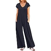 ANRABESS Jumpsuits for Women 2026 Summer Casual Loose Cap Sleeve Crewneck Wide Leg Rompers Jumper One Piece Beach Outfits