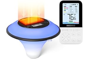 INKBIRD IBS-P05R Solar Powered Wireless Pool Thermometer with Ambient Light | Digital Swimming Pool Thermometer with Indoor Remote Control | IP68 Waterproof | for Hot Spring, Spa, Hot Tub