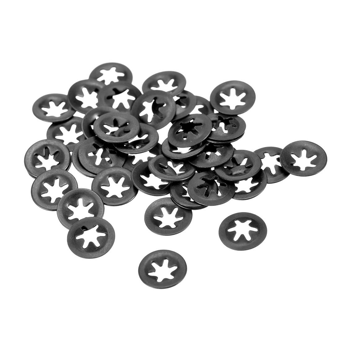 sourcing map M3 ing Washers 2.5mm I.D. 9mm O.D. Internal Tooth Washers Push-On locking Speed Clip 65Mn Black Oxide Finish 40pcs