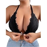 SOLY HUX Women's Lace Front Closure Bra No Underwire Backless Deep V Triangle Bralette