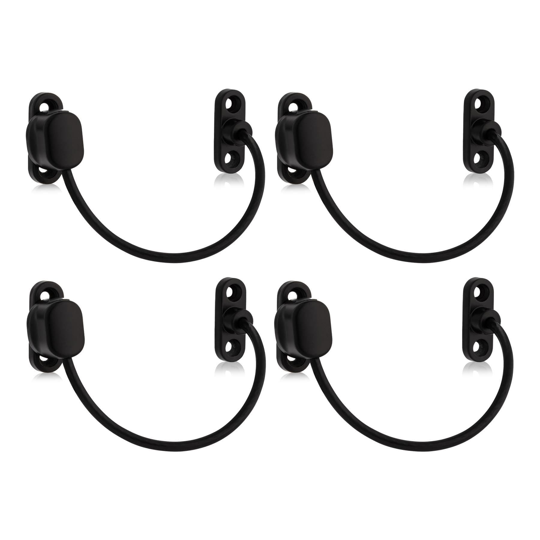 XFORT 4 Pack Viper Thumbturn Locking Cable Window Restrictor in Black, Keyless Durable Window Safety Lock for Child Safety and Window Security