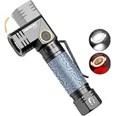 NICRON L71 1800 Lumens Dual White/Red Light Flashlight, 8 Modes, 90&deg; Twist Head, 360&deg; Clip, Magnetic Base, Type-C Rechargeable, IP65 Water Resistant, 100H Runtime, 2600mAh for Camping, Hiking