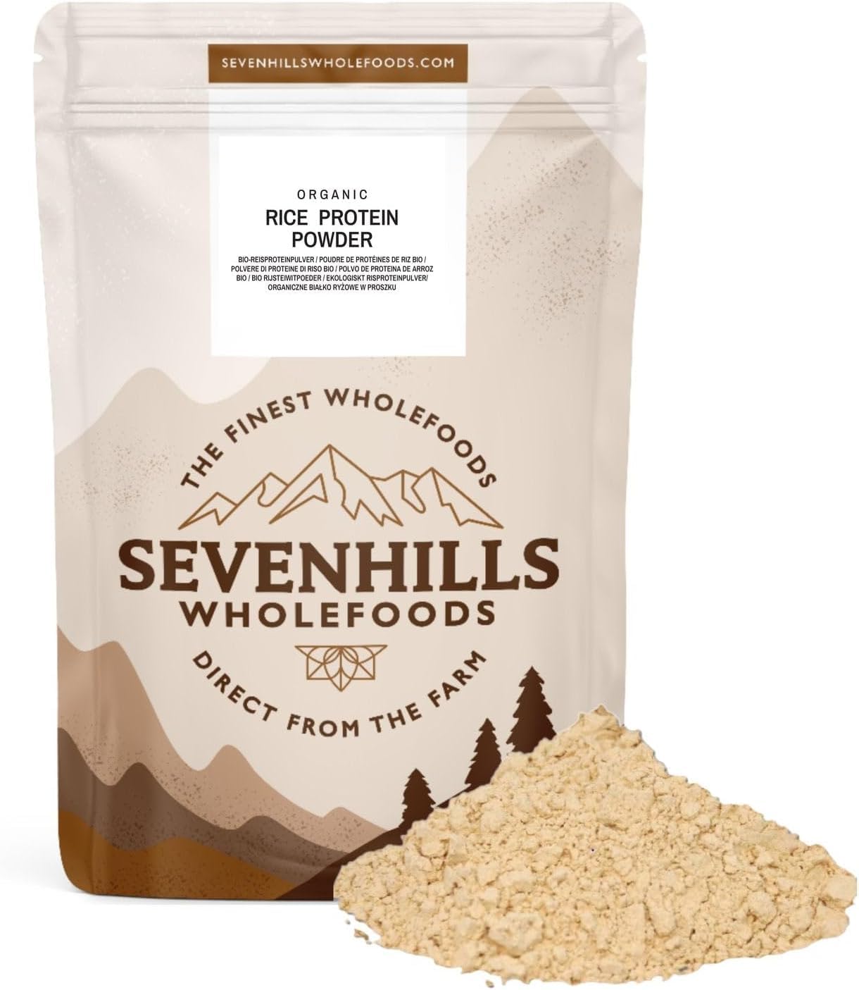 Sevenhills Wholefoods Organic Brown Rice Protein Powder,500g -84% Protein Content, Vegan, Natural, Plain & Unsweetened, Dairy Free, Gluten Free, Plant Based, No Additives or Preservatives, Non-GMO