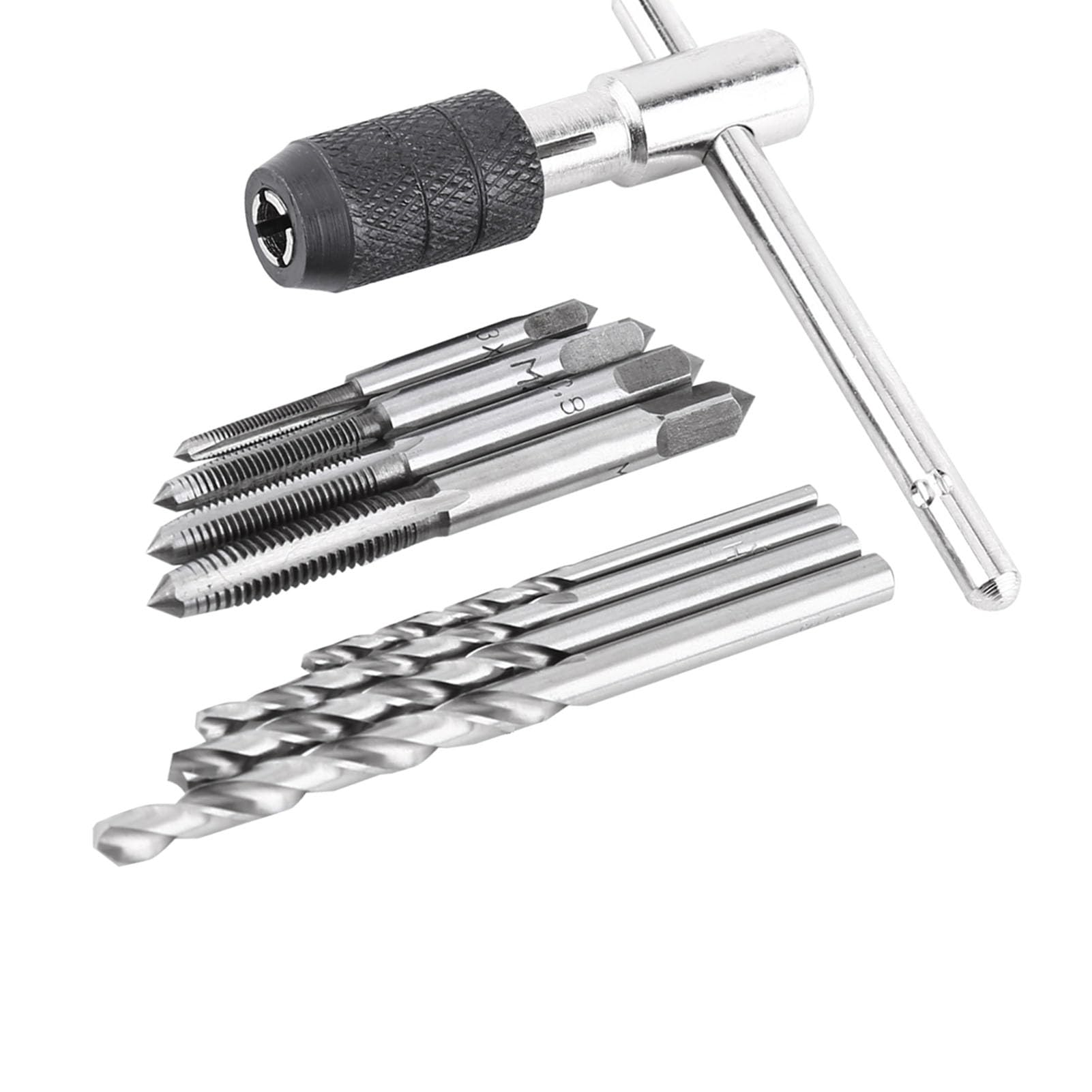 Photo 1 of 9PCS/Set Screw Taps, M3 M4 M5 M6 T?shaped Wrench Drill Bits Threading Tapping Hand Tool Kit