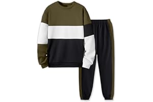 Tainmully Boys Clothes Long Sleeve Color-blocked Sweatshirt Tops and Pants Winter Outfits Kids Clothes Boys for 6-16 Years