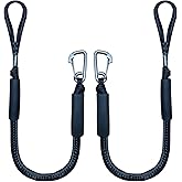 3 Feet Bungee Dock Line Boat Ropes for Docking Line Mooring Rope with Stainless Steel Clip Accessories for Boats 2pcs (Black, 3 Feet)