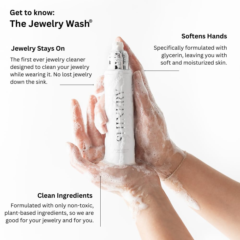 Shinery Jewelry Wash - Jewelry Cleaner Hand Wash Solution, Plant-Based Ring Cleaner Safe All Metals Stones, No Removing Jewelry, Made in The USA