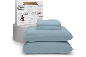 Purity Home 300 Thread Count Organic 100% Cotton Aqua Full Size Bed Sheets, Percale Weave 4-Piece Cotton Sheet Set for Full Size Bed, Ultra-Soft Cool & Crisp, Breathable, Fits Mattress Upto 16" Deep