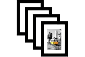 Picrit 5x7 Picture Frame Set of 4, Made of High Definition Real Glass, Display 4x6 with Mat or 5x7 Without Mat, Photo Frames for Wall Mounting or Table Top Display