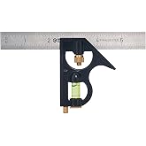 6 in Combination Square, Stainless Steel, Dual Inch and Metric Measurement Systems