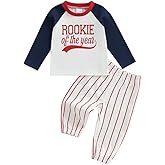 Baby Boys First Birthday Outfit Rookie of the Year Baseball Shirt and Striped Pants Set 1st Birthday Clothes