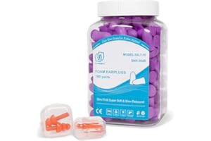 LYSIAN Slim Size Foam Ear Plugs for Small Ear Canals Women, Kids, 100 Pairs, 35dB SNR Noise Canceling Earplugs for Sleeping, 