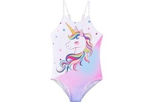 WAWSAM Girls One Piece Swimsuit Kid Beach Swimwear Toddler Bathing Suit