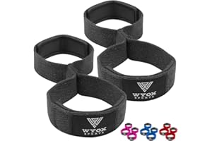 WYOX Figure 8 Weight Lifting Straps for Weightlifting Heavy Duty Deadlifting Workout Straps | Wrist Wraps Gym Equipment Gear Men Women PAIR (Black)