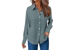 Aniywn Fall Shirts for Women 2025 Cute Teacher Shirts Long Sleeve Button Down Shirts Black Blouses for Women Dressy Casual