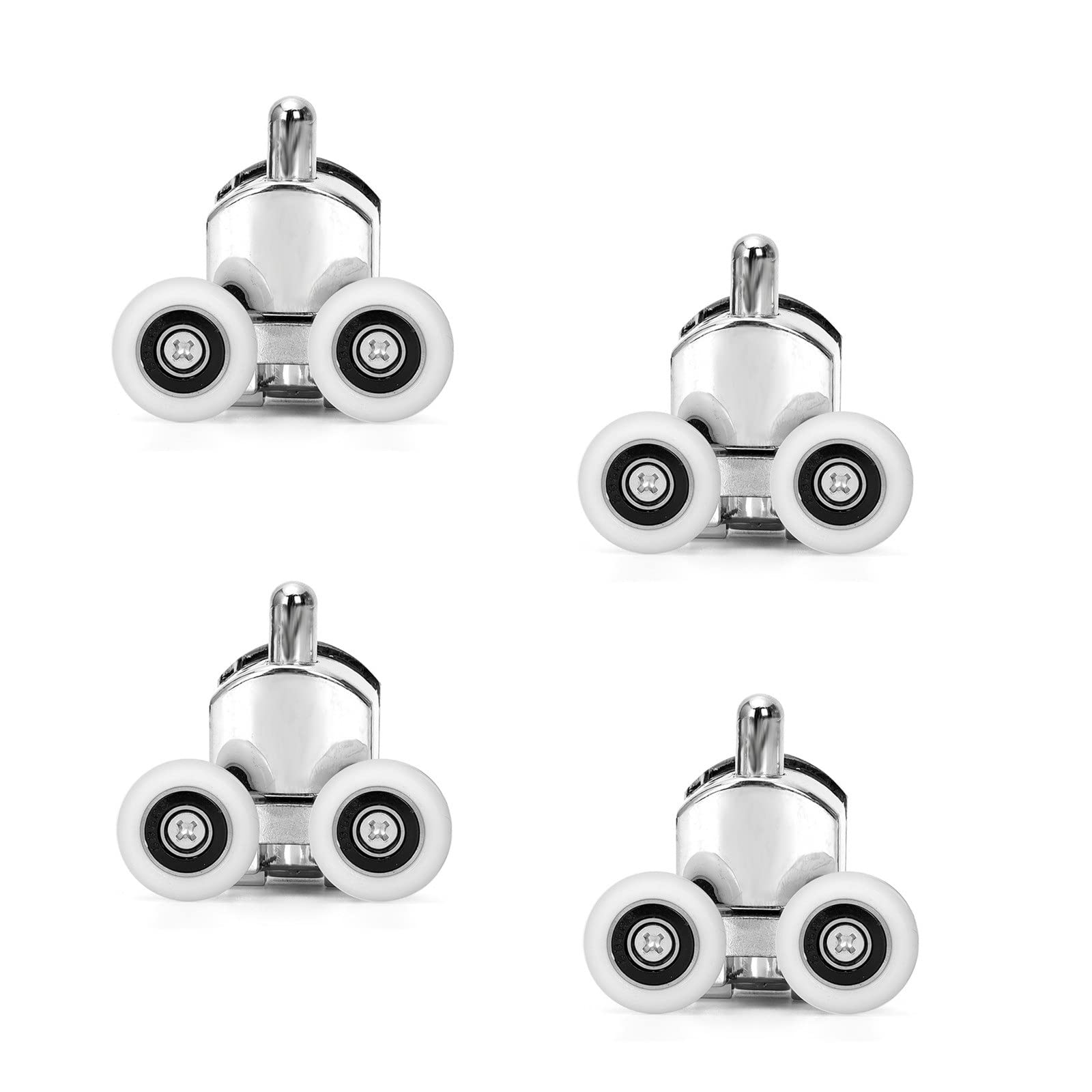 Ruimou 4Pcs Shower Door Double Wheels 23mm Diameter (Zinc Alloy+ABS) for Bathroom Bearing Pulleys/Runners Top/Bottom Replacement Parts (Lower Wheel -23mm-4Pcs)