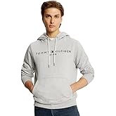 Tommy Hilfiger mens Embroidered Tommy Logo Fleece Pullover Hooded Sweatshirt, Grey Heather, XXL