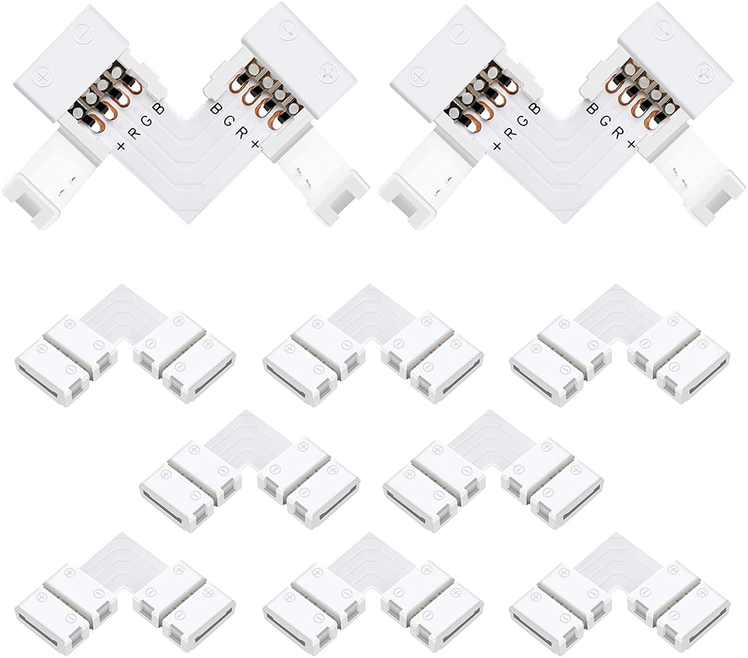 LightingWill 10Pack L Shap 4-Pin RGB LED Light